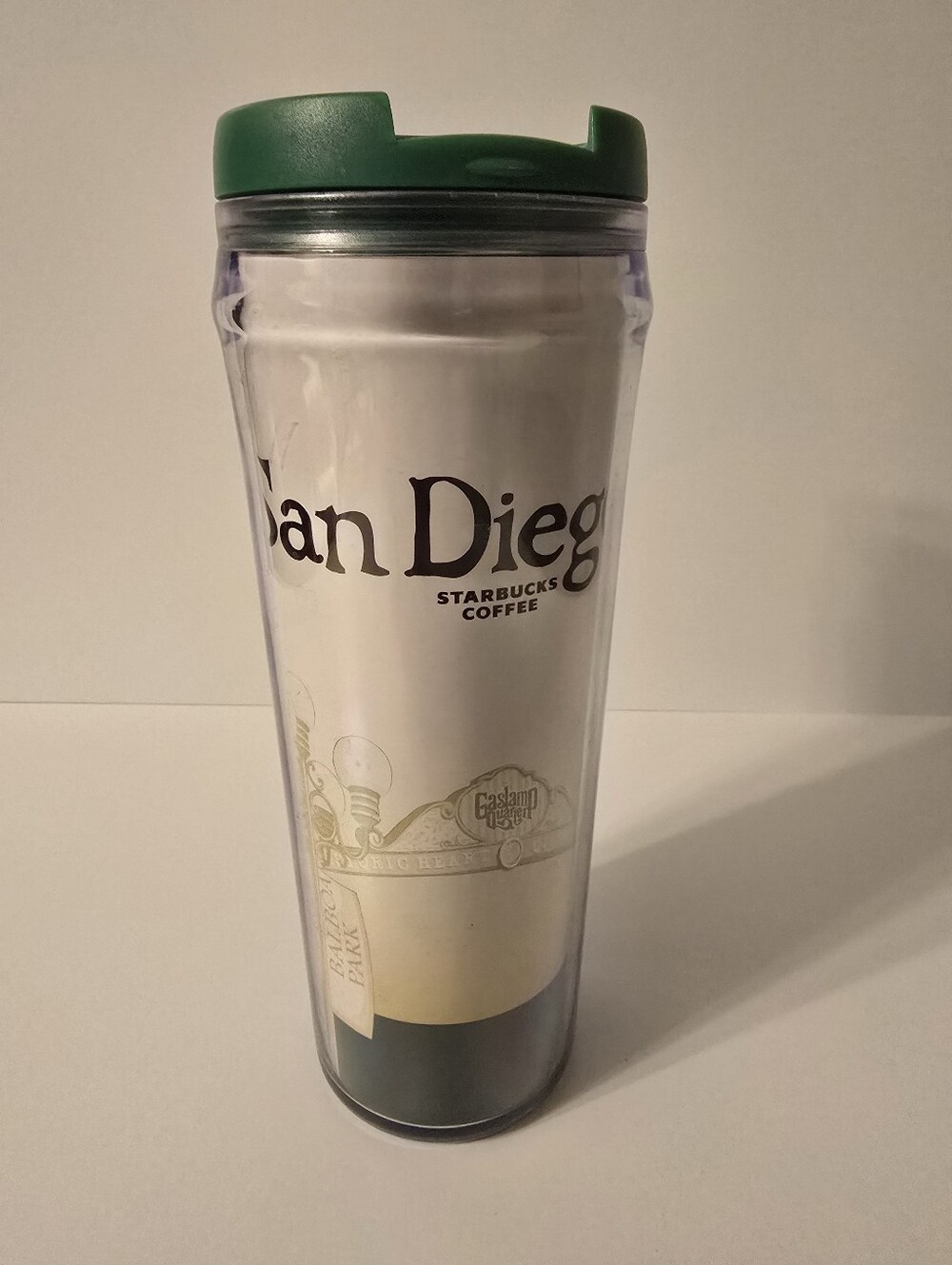 Starbucks Insulated 16 oz San Diego Cityscape Tumbler, Green Drink-Through Lid